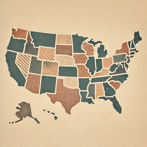 Vintage-style map of United States